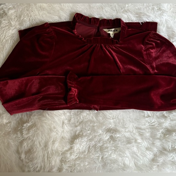 Boden Women’s Velvet Frill Neck Top - Picture 4 of 6